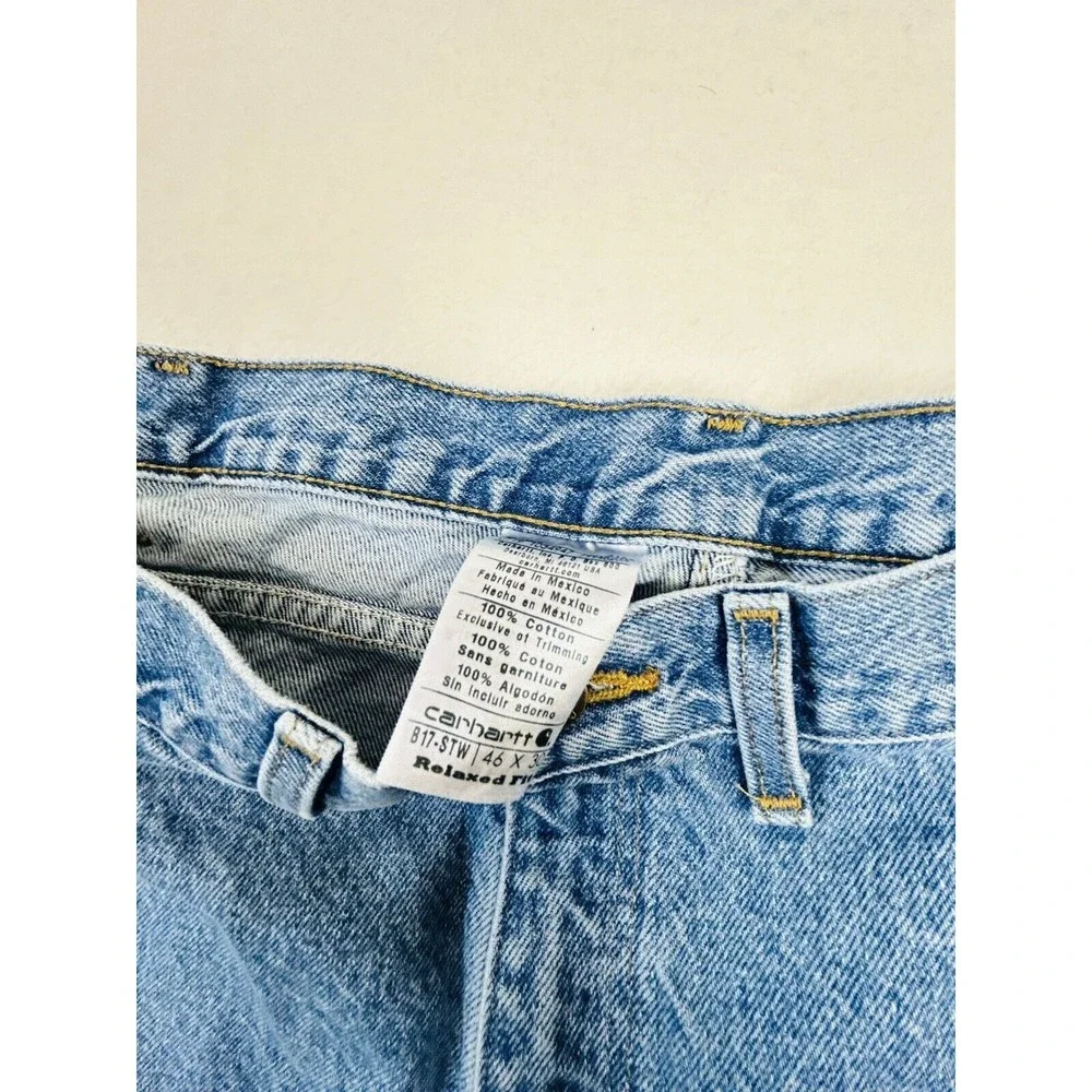 Carhartt Jeans Relaxed Fit‎ 46 x30 Taper Leg Blue Denim B17 STW Stone Wash